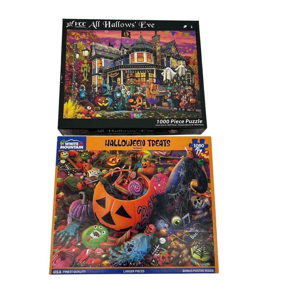 Halloween Puzzle Lot White Mountain Halloween Treats VCC All Hallows Eve 1000pc
